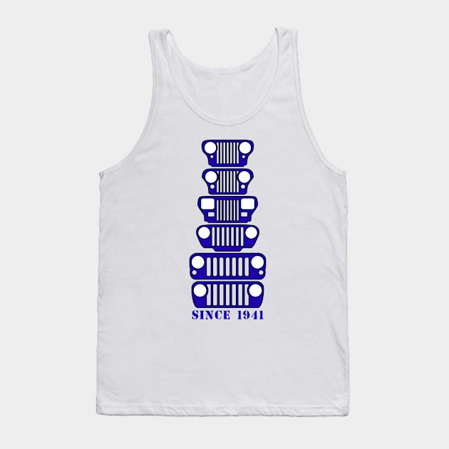 Jeep Grills Navy Logo Tank Top by Caloosa Jeepers 